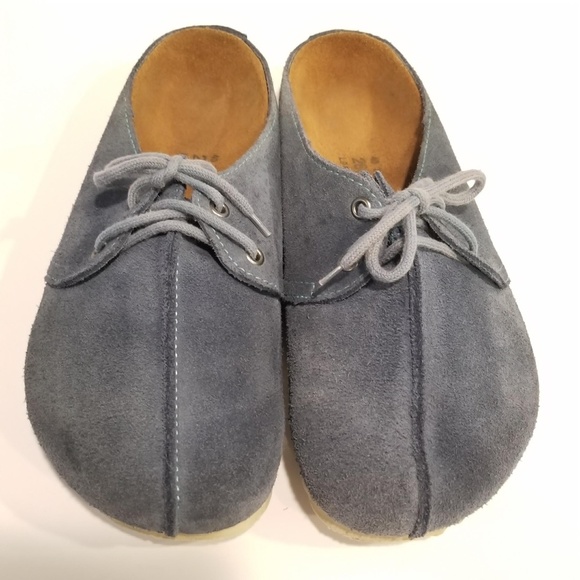 Birkenstock Birki's Mules Shoes Womens Size 9 Blue Suede Slip On Clog Lace Up - Picture 8 of 12